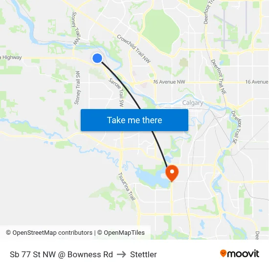 Sb 77 St NW @ Bowness Rd to Stettler map