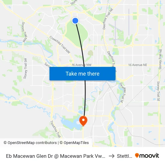Eb Macewan Glen Dr @ Macewan Park Vw NW to Stettler map