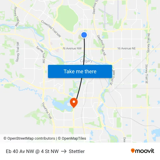 Eb 40 Av NW @ 4 St NW to Stettler map