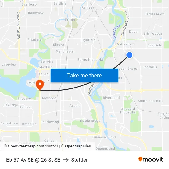 Eb 57 Av SE @ 26 St SE to Stettler map