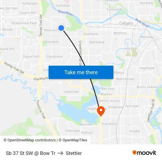 Sb 37 St SW @ Bow Tr to Stettler map