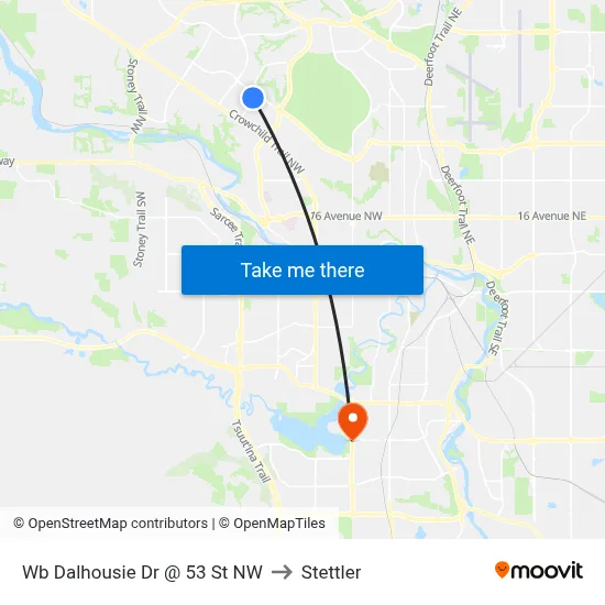 Wb Dalhousie Dr @ 53 St NW to Stettler map