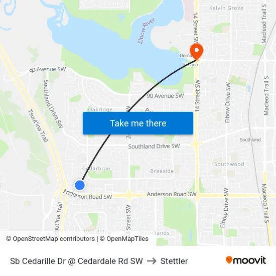 Sb Cedarille Dr @ Cedardale Rd SW to Stettler map