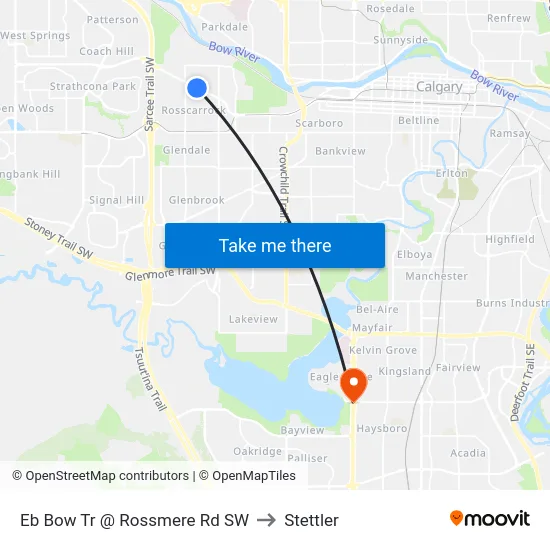 Eb Bow Tr @ Rossmere Rd SW to Stettler map