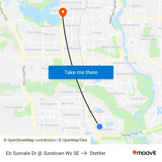 Eb Sunvale Dr @ Sundown Wy SE to Stettler map