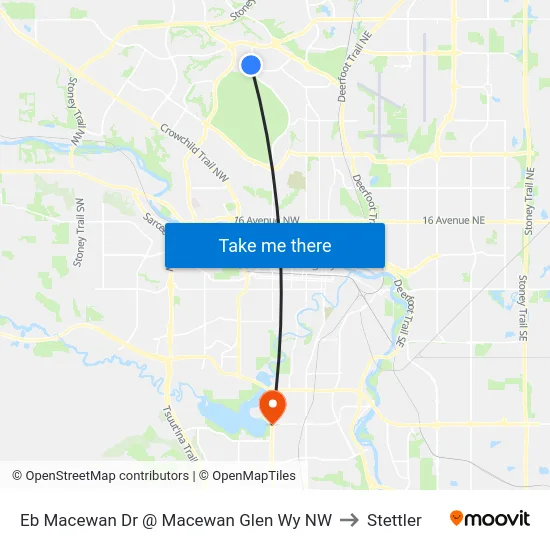 Eb Macewan Dr @ Macewan Glen Wy NW to Stettler map
