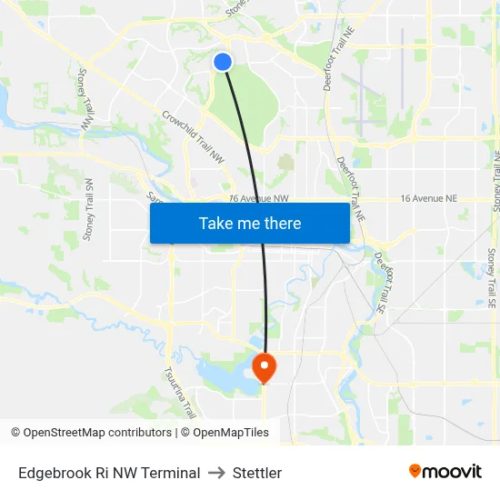 Edgebrook Ri NW Terminal to Stettler map