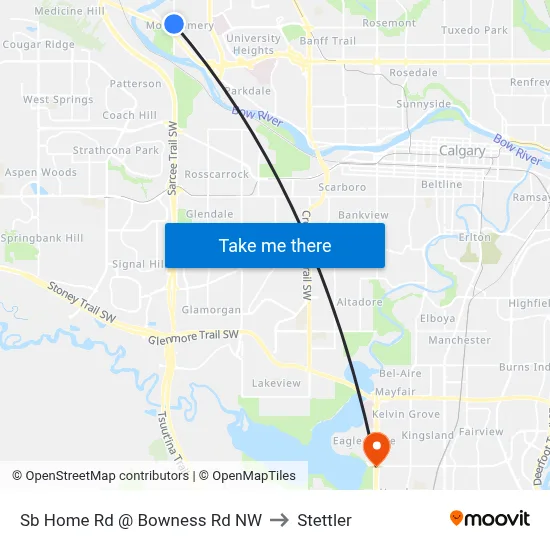 Sb Home Rd @ Bowness Rd NW to Stettler map