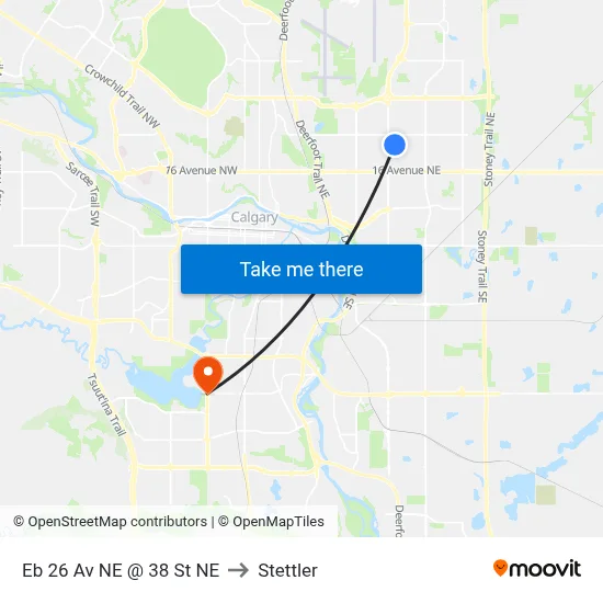 Eb 26 Av NE @ 38 St NE to Stettler map