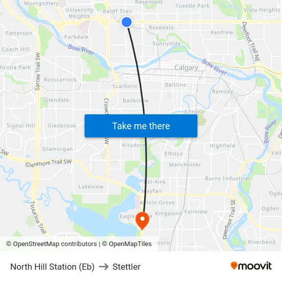 North Hill Station (Eb) to Stettler map