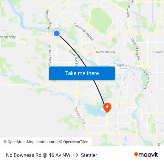 Nb Bowness Rd @ 46 Av NW to Stettler map