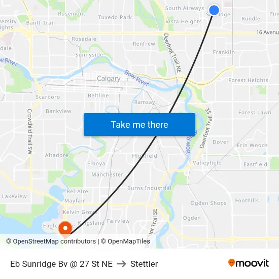 Eb Sunridge Bv @ 27 St NE to Stettler map