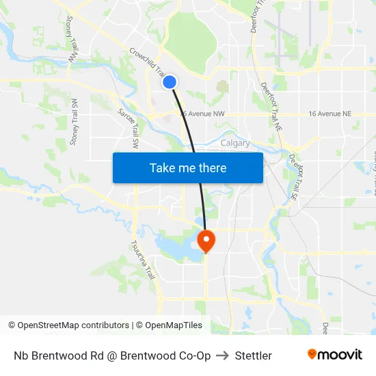 Nb Brentwood Rd @ Brentwood Co-Op to Stettler map