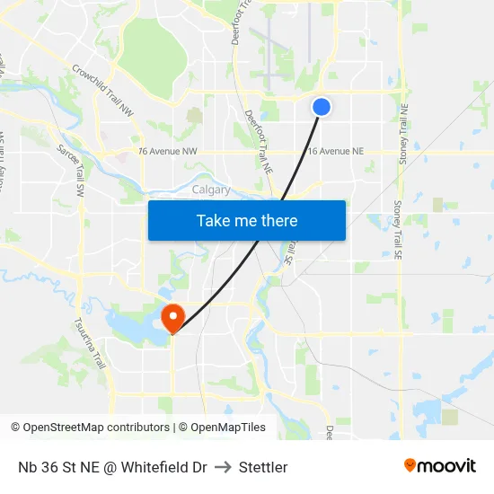 Nb 36 St NE @ Whitefield Dr to Stettler map