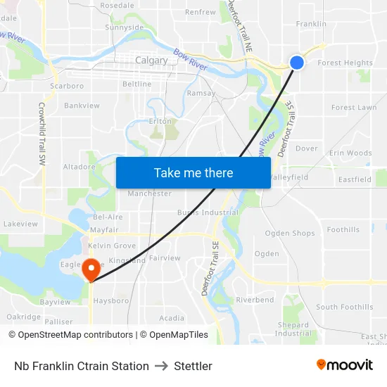 Nb Franklin Ctrain Station to Stettler map