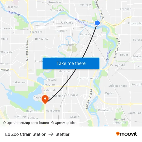 Eb Zoo Ctrain Station to Stettler map