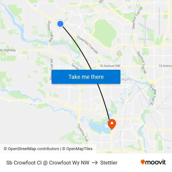 Sb Crowfoot Cl @ Crowfoot Wy NW to Stettler map