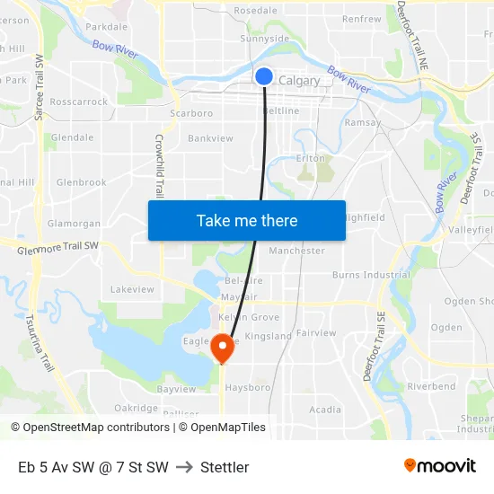 Eb 5 Av SW @ 7 St SW to Stettler map