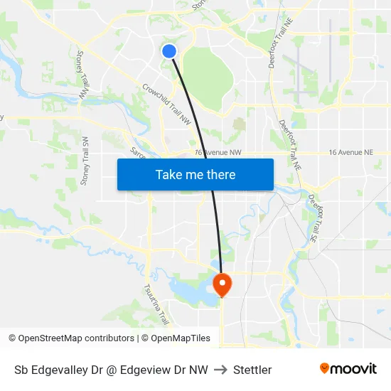 Sb  Edgevalley Dr @ Edgeview Dr NW to Stettler map
