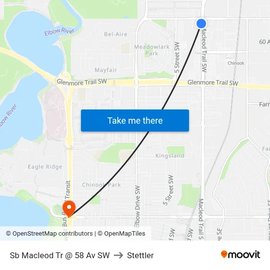Sb Macleod Tr @ 58 Av SW to Stettler map