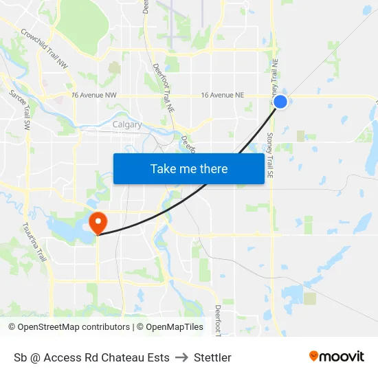 Sb @ Access Rd Chateau Ests to Stettler map