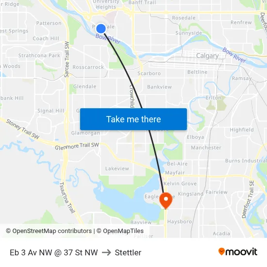 Eb 3 Av NW @ 37 St NW to Stettler map