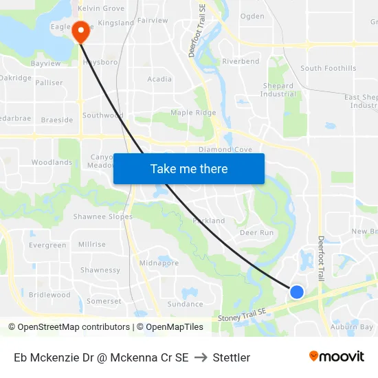 Eb Mckenzie Dr @ Mckenna Cr SE to Stettler map