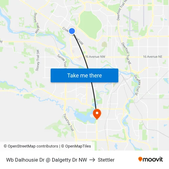 Wb Dalhousie Dr @ Dalgetty Dr NW to Stettler map