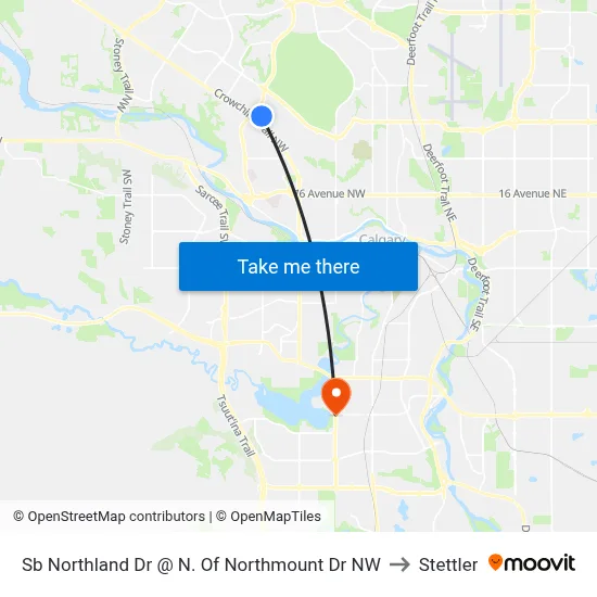 Sb Northland Dr @ N. Of Northmount Dr NW to Stettler map