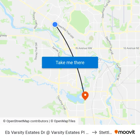 Eb Varsity Estates Dr @ Varsity Estates Pl NW to Stettler map