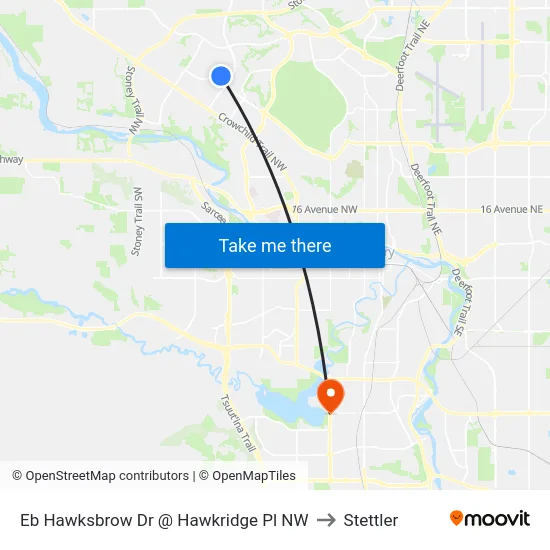 Eb Hawksbrow Dr @ Hawkridge Pl NW to Stettler map