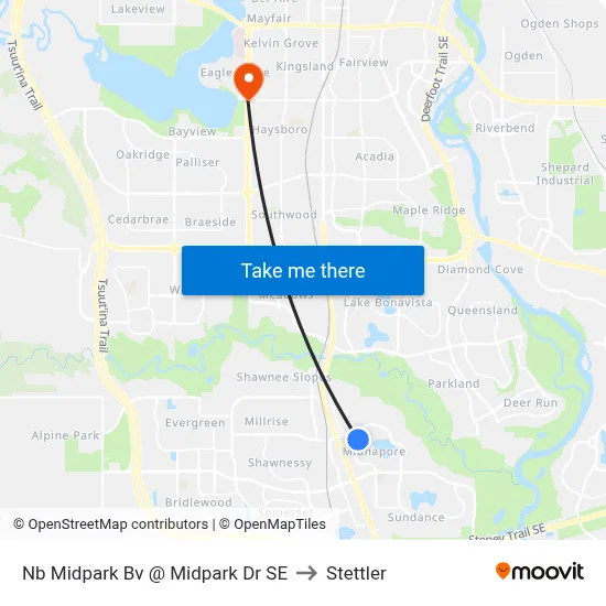 Nb Midpark Bv @ Midpark Dr SE to Stettler map