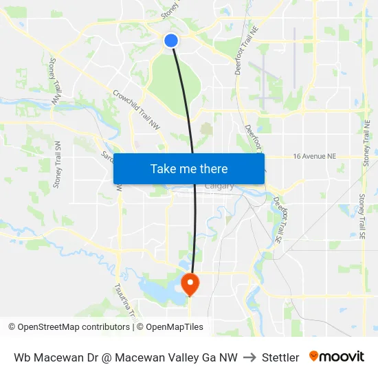 Wb Macewan Dr @ Macewan Valley Ga NW to Stettler map