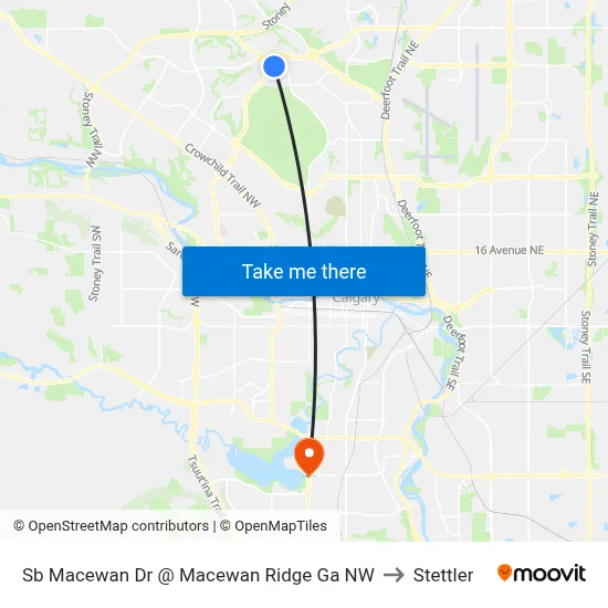 Sb Macewan Dr @ Macewan Ridge Ga NW to Stettler map