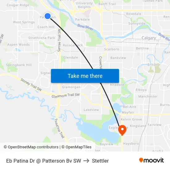 Eb Patina Dr @ Patterson Bv SW to Stettler map