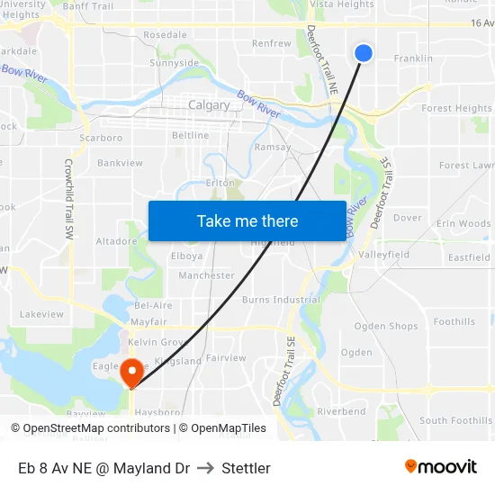 Eb 8 Av NE @ Mayland Dr to Stettler map