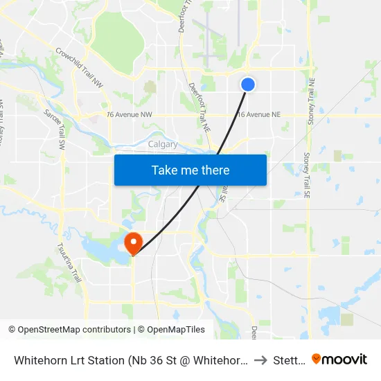 Whitehorn Lrt Station (Nb 36 St @ Whitehorn Dr Ne) to Stettler map