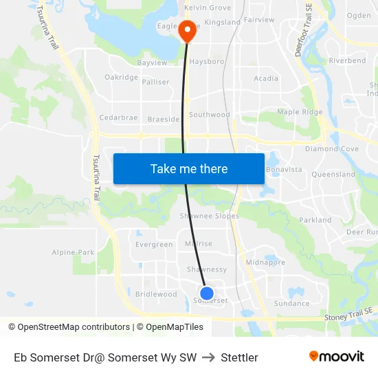Eb Somerset Dr@ Somerset Wy SW to Stettler map