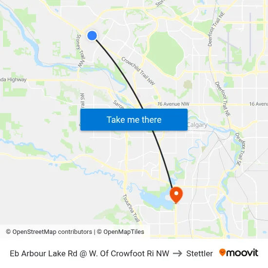 Eb Arbour Lake Rd @ W. Of Crowfoot Ri NW to Stettler map