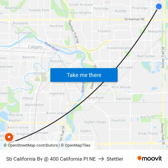 Sb California Bv @ 400 California Pl NE to Stettler map