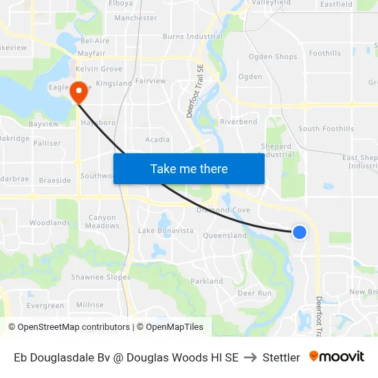 Eb Douglasdale Bv @ Douglas Woods Hl SE to Stettler map