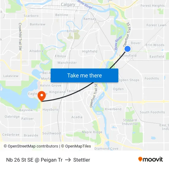 Nb 26 St SE @ Peigan Tr to Stettler map