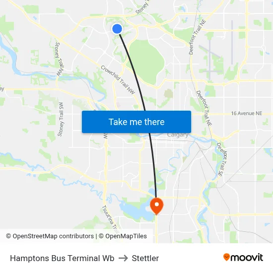 Hamptons Bus Terminal Wb to Stettler map