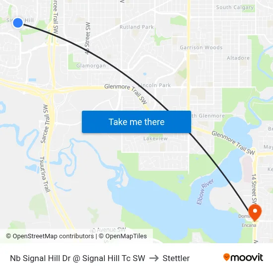 Nb Signal Hill Dr @ Signal Hill Tc SW to Stettler map