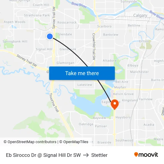 Eb Sirocco Dr @ Signal Hill Dr SW to Stettler map
