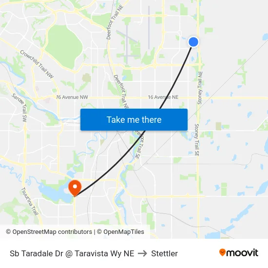 Sb Taradale Dr @ Taravista Wy NE to Stettler map