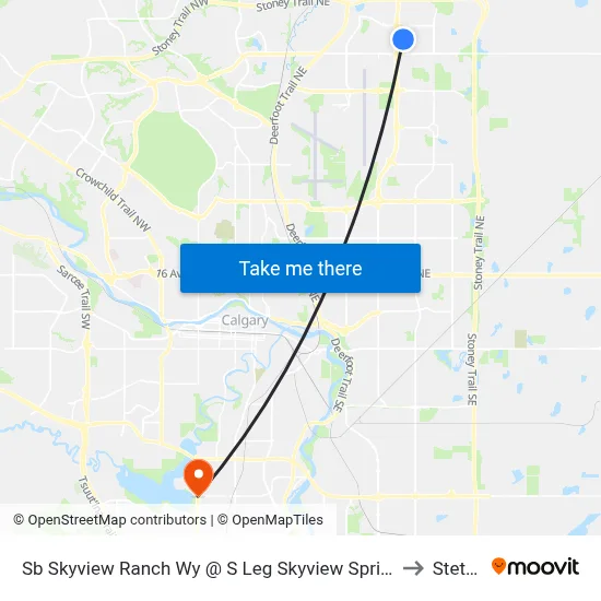 Sb Skyview Ranch Wy @ S Leg Skyview Springs Cr NE to Stettler map