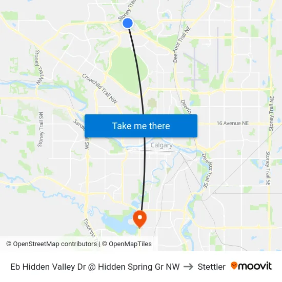 Eb Hidden Valley Dr @ Hidden Spring Gr NW to Stettler map