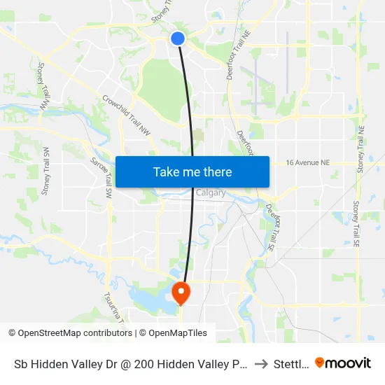 Sb Hidden Valley Dr @ 200 Hidden Valley Pl NW to Stettler map
