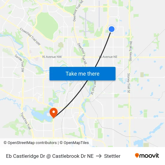 Eb Castleridge Dr @ Castlebrook Dr NE to Stettler map